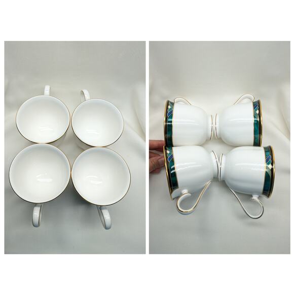 Set of 4 Lenox Kelly Debut Collection Cups and Saucers - 8 Pieces Green 6" USA - Picture 6 of 7
